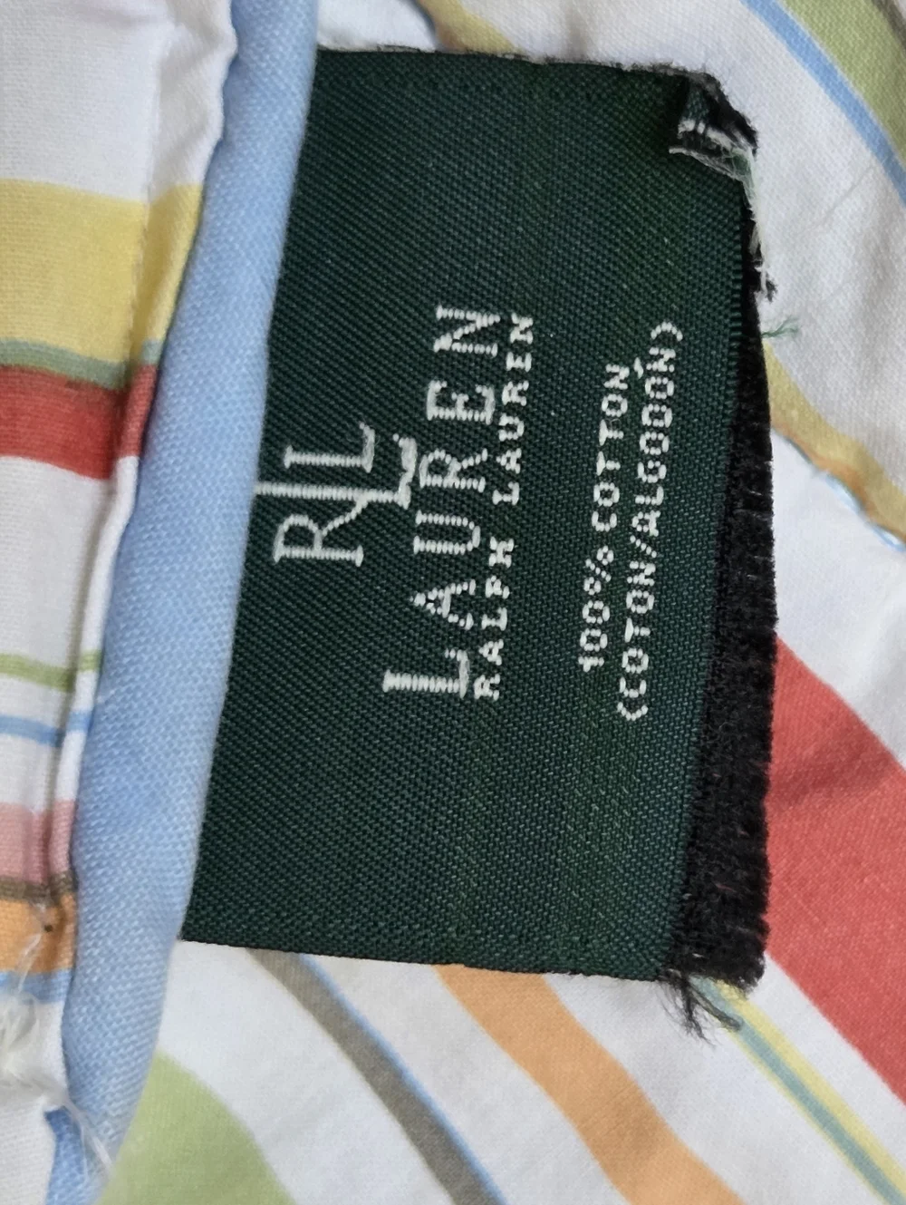 Ralph Lauren Harbor View Striped Comforter 100% Cotton 98x92 VTG Spring Summer
